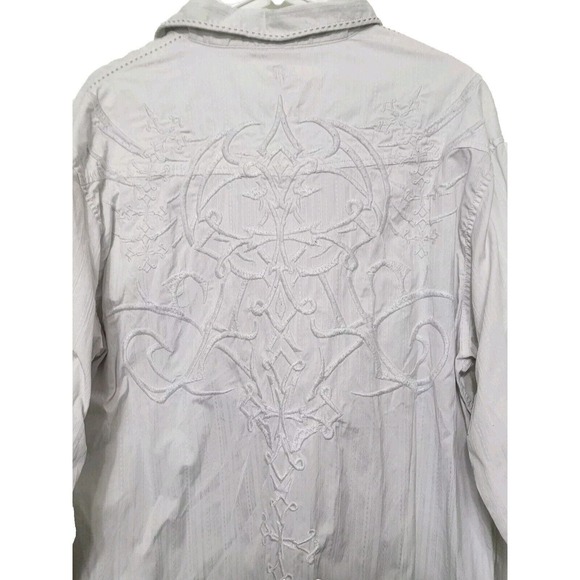 ROAR White Embroidered Button Down Shirt Mens Size 2XL Strength Refined - Picture 5 of 10